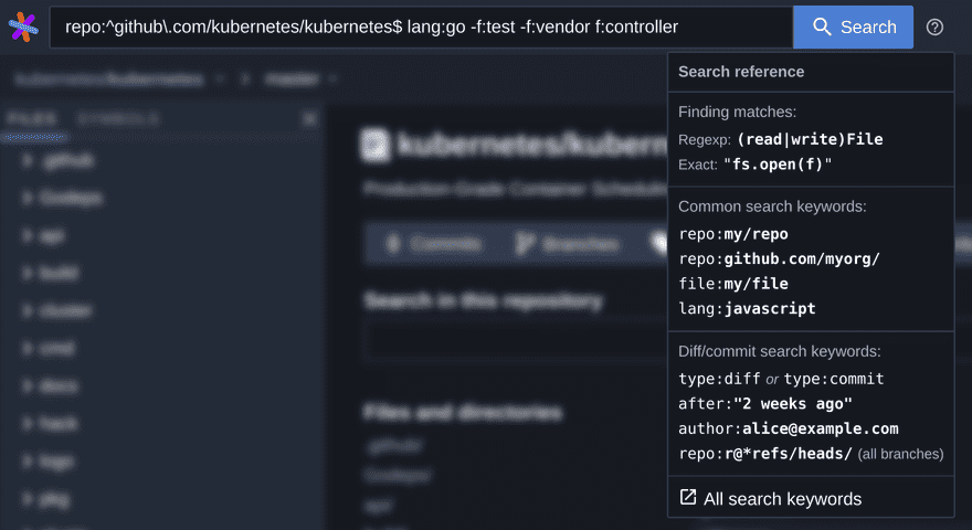 Search query cheatsheet